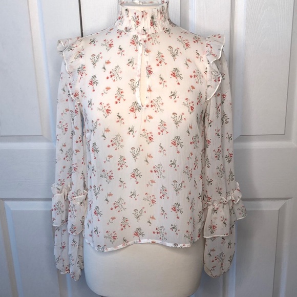 Tops - Keyhole High Neck Floral Top